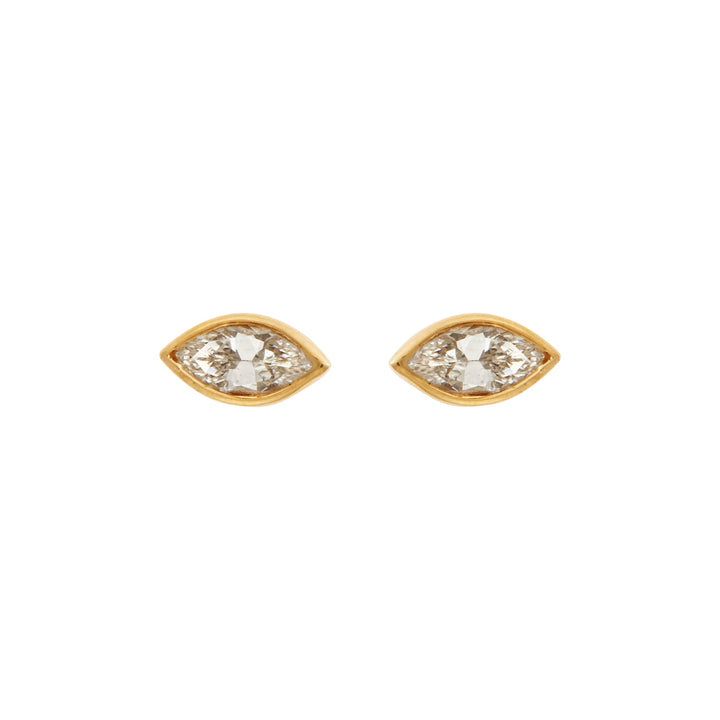 Navette Single Diamond Studs Y - D - Classic - Ileana Makri