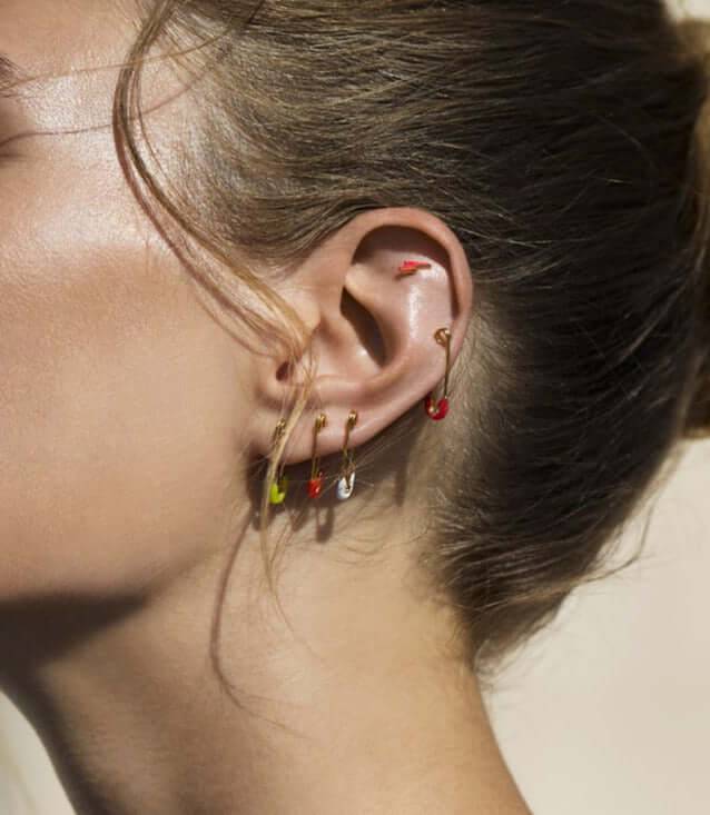 Neon Green Enamel Safety Pin Earring - Eye M Safety Pins - Ileana Makri