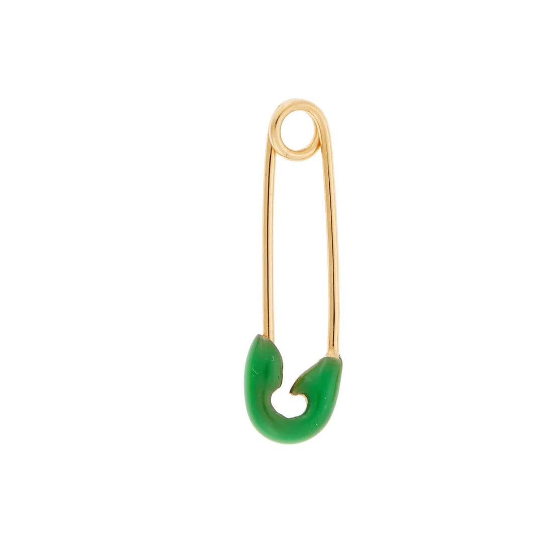 Neon Green Enamel Safety Pin Earring - Eye M Safety Pins - Ileana Makri