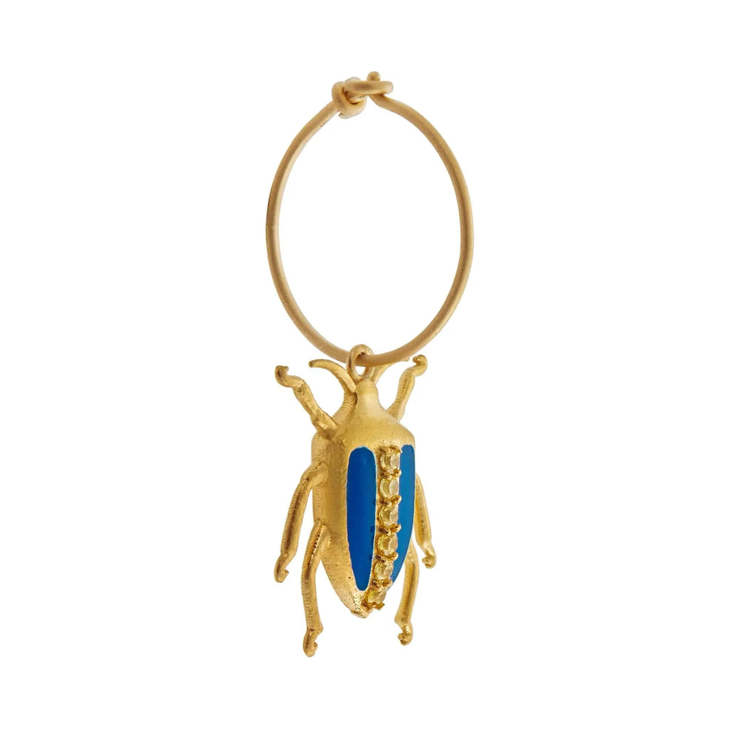 Neon Leaf Beetle Hoops Blue Yellow - Eye M Jungle - Ileana Makri