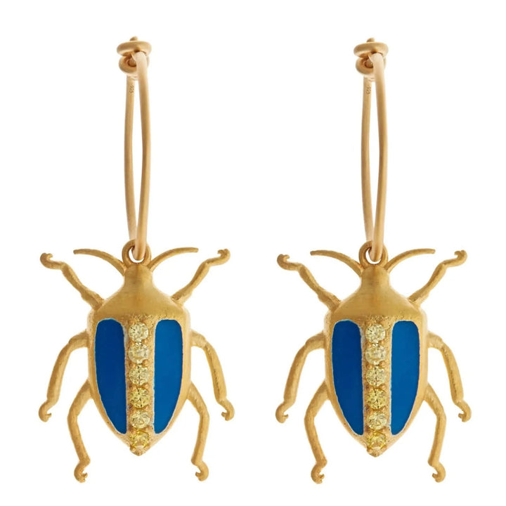 Neon Leaf Beetle Hoops Blue Yellow - Eye M Jungle - Ileana Makri