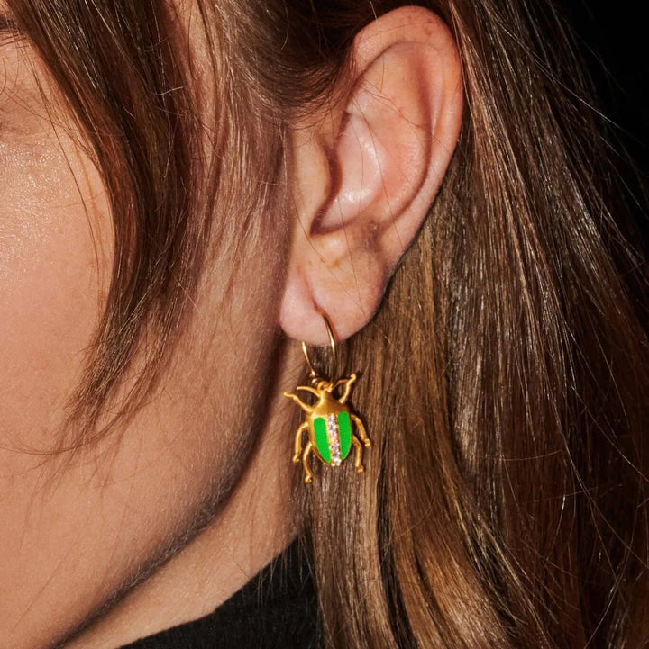 Neon Leaf Beetle Hoops Blue Yellow - Eye M Jungle - Ileana Makri