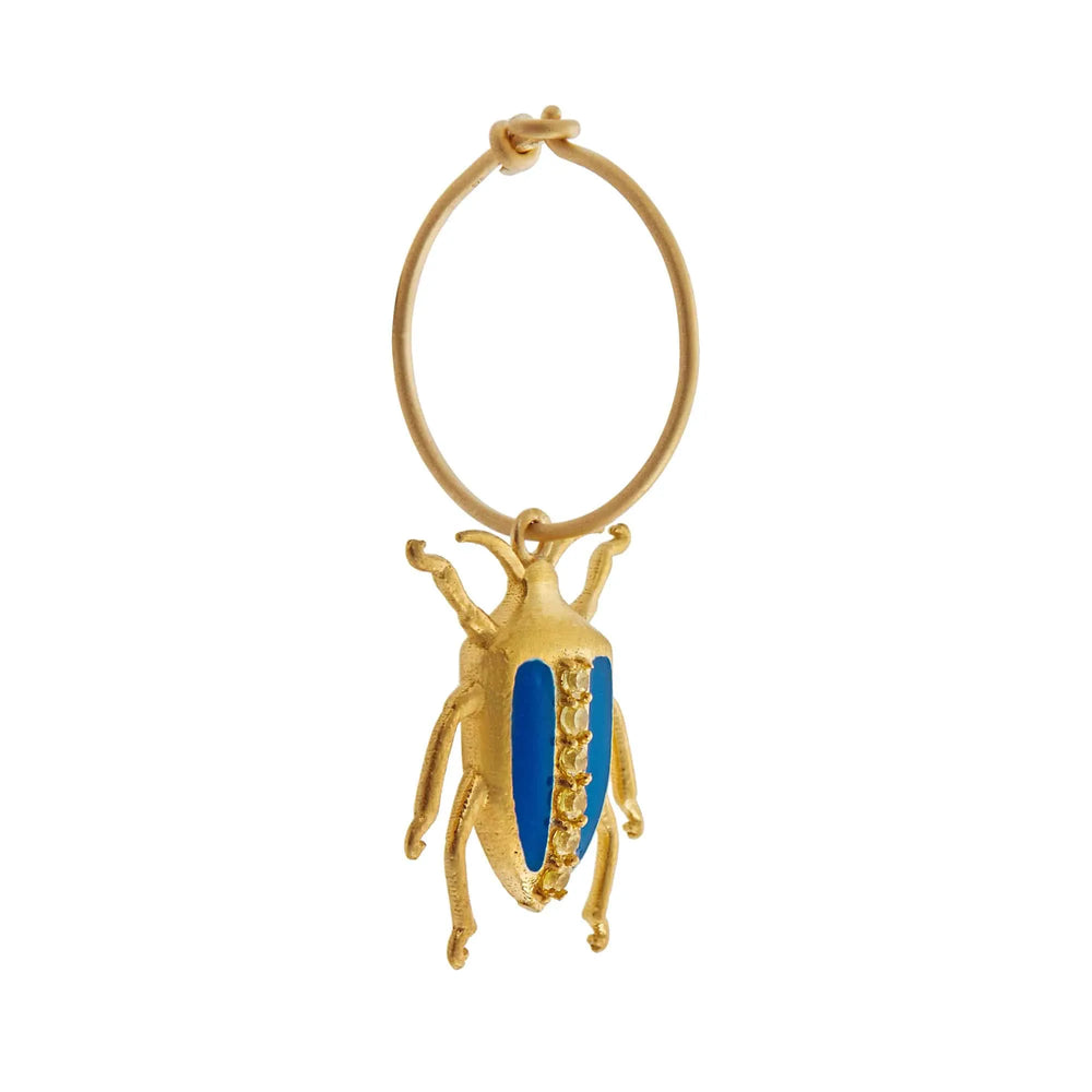 Neon Leaf Beetle Hoops Blue Yellow - Eye M Jungle - Ileana Makri store