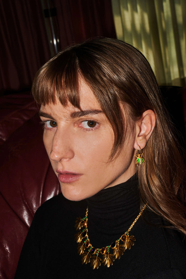 Neon Leaf Beetle Hoops Blue Yellow - Eye M Jungle - Ileana Makri store