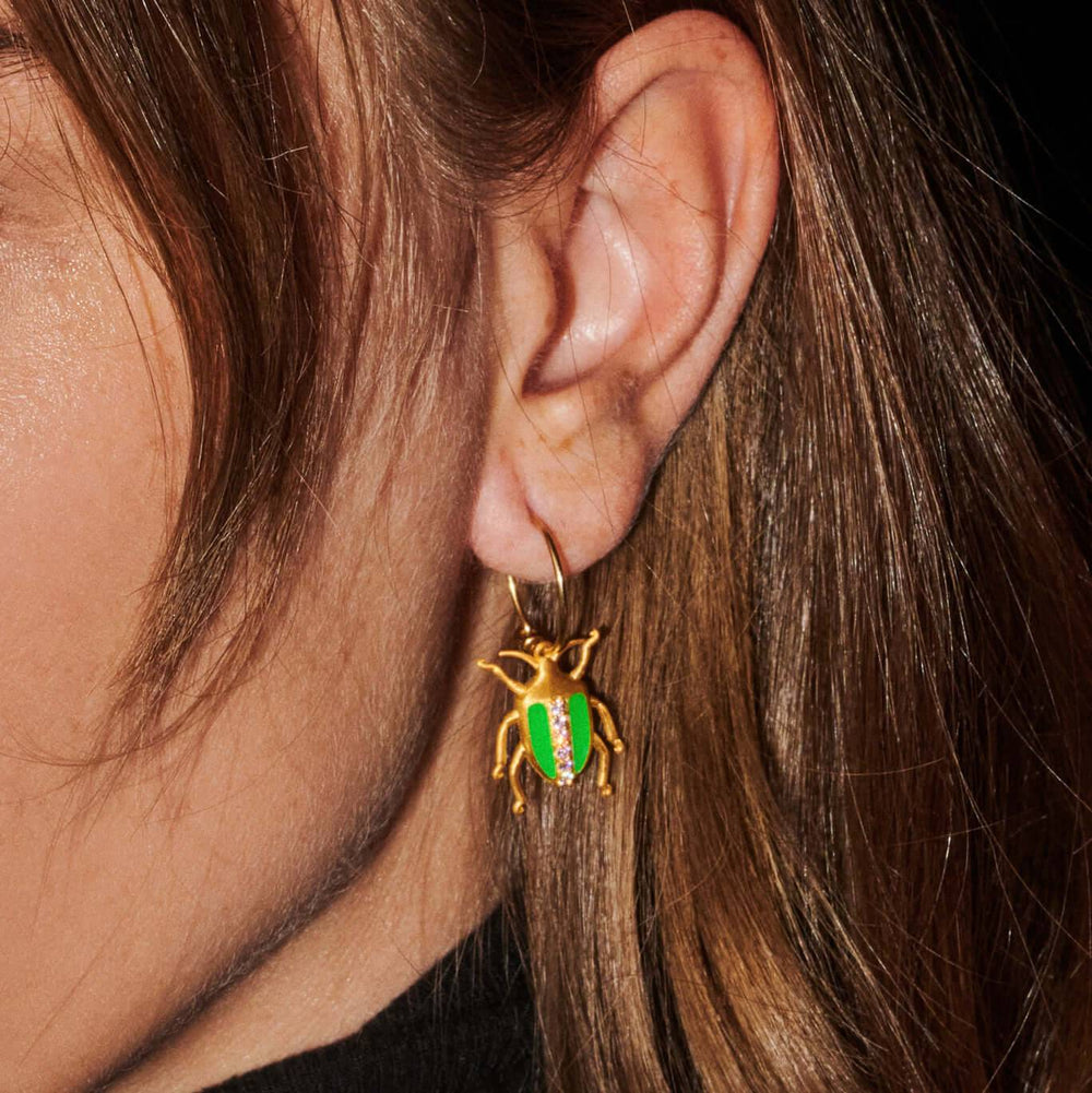 Neon Leaf Beetle Hoops Green Pink - Eye M Jungle - Ileana Makri