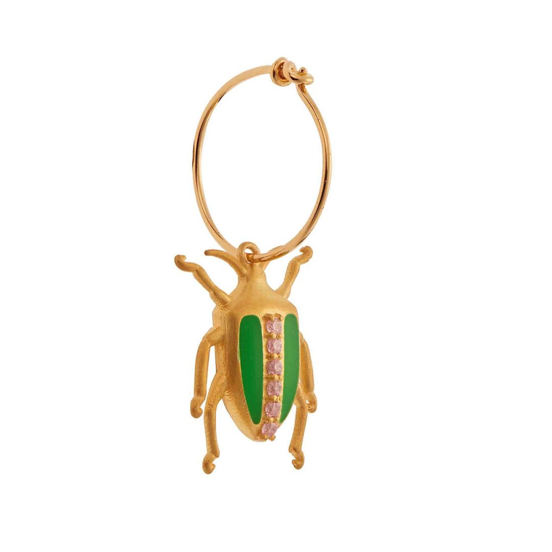 Neon Leaf Beetle Hoops Green Pink - Eye M Jungle - Ileana Makri