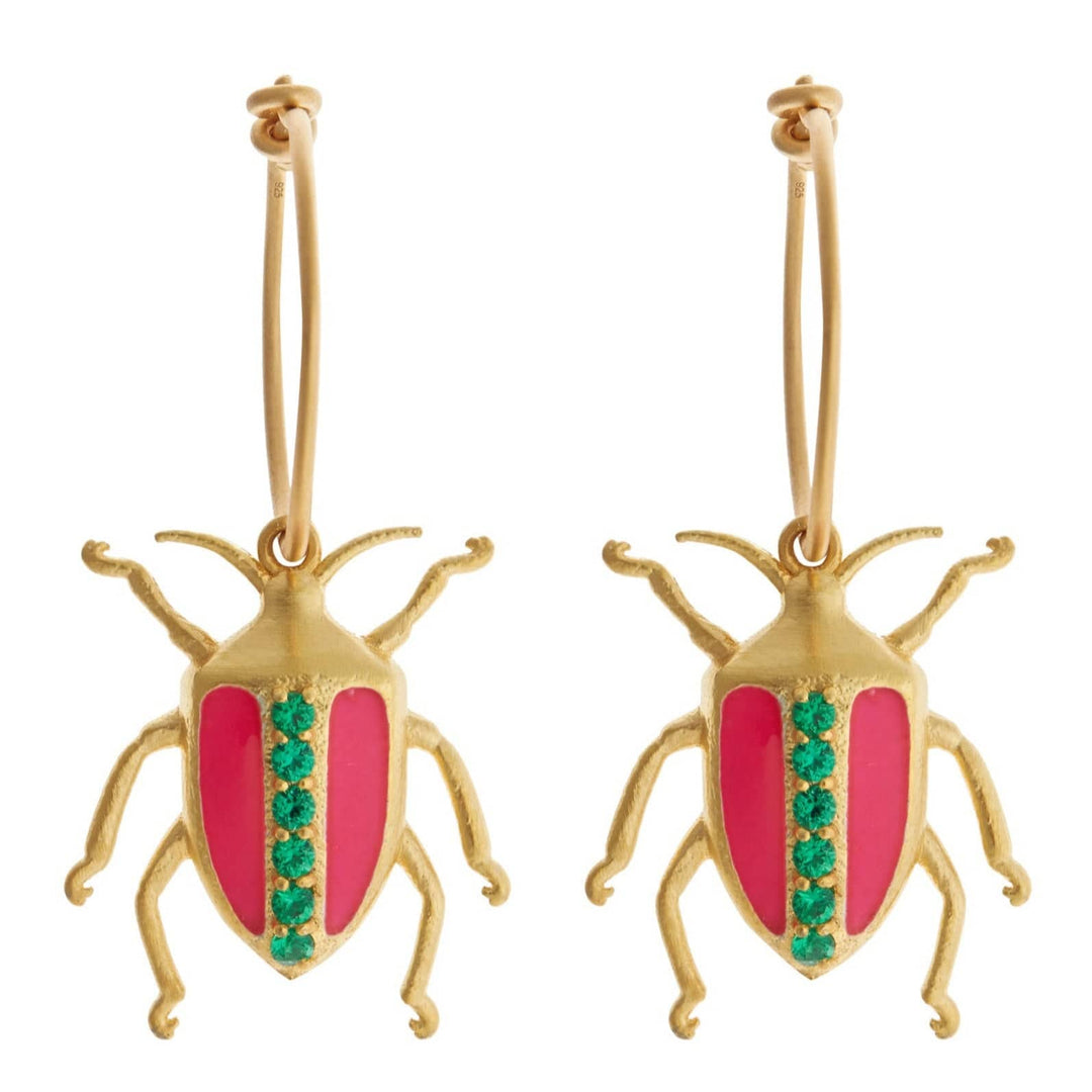 Neon Leaf Beetle Hoops Pink Green - Eye M Jungle - Ileana Makri
