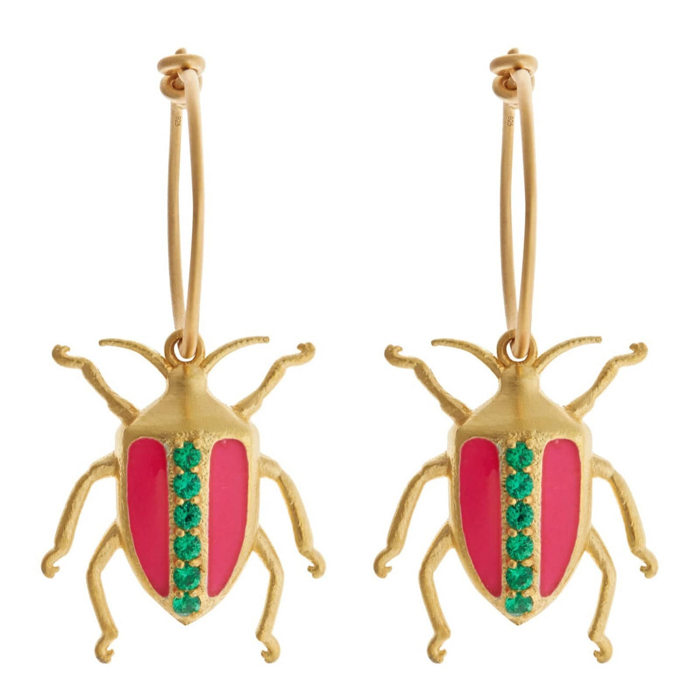 Neon Leaf Beetle Hoops Pink Green - Eye M Jungle - Ileana Makri store