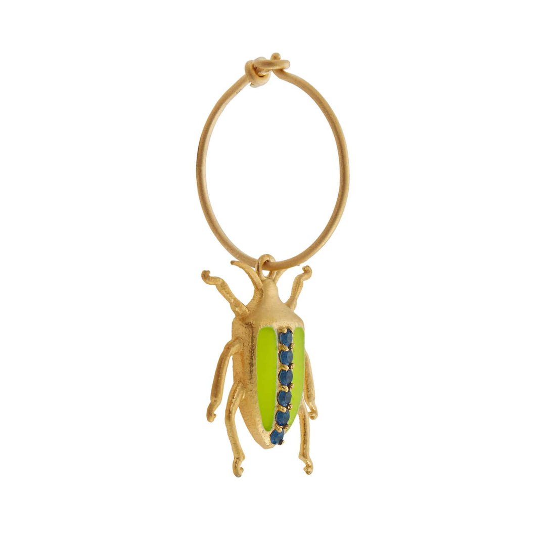 Neon Leaf Beetle Hoops Yellow Blue - Eye M Jungle - Ileana Makri