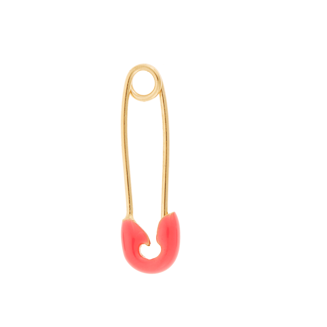 Neon Pink Enamel Safety Pin Earring - Eye M Safety Pins - Ileana Makri