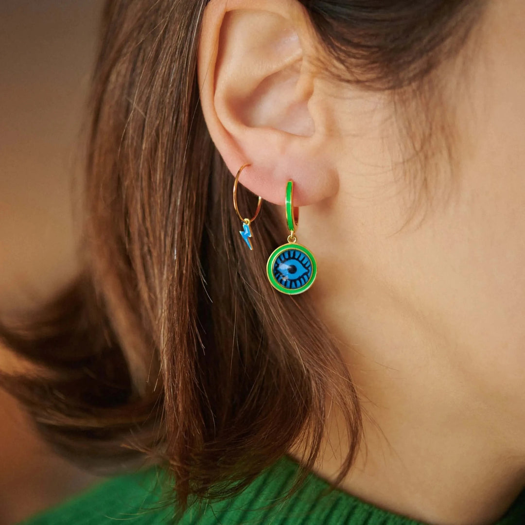 Neon Thunder Bolt Hoops - Eye M Neon Rocks - Ileana Makri