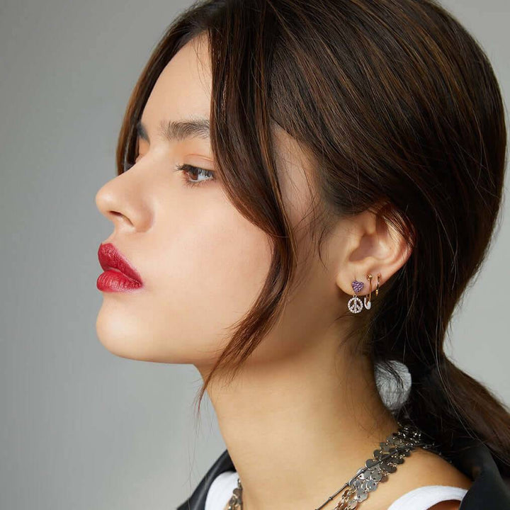 Neon White Enamel Safety Pin Earring - Eye M Safety Pins - Ileana Makri