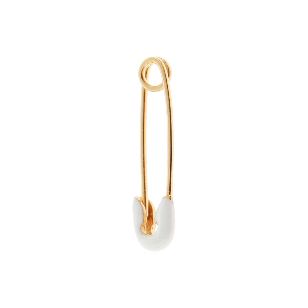 Neon White Enamel Safety Pin Earring - Eye M Safety Pins - Ileana Makri