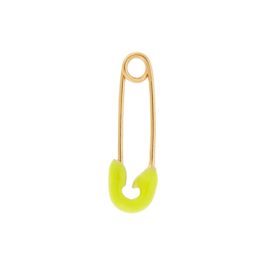 Neon Yellow Enamel Safety Pin Earring - Eye M Safety Pins - Ileana Makri