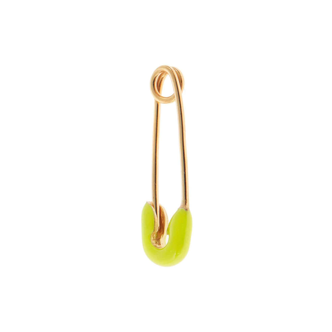 Neon Yellow Enamel Safety Pin Earring - Eye M Safety Pins - Ileana Makri