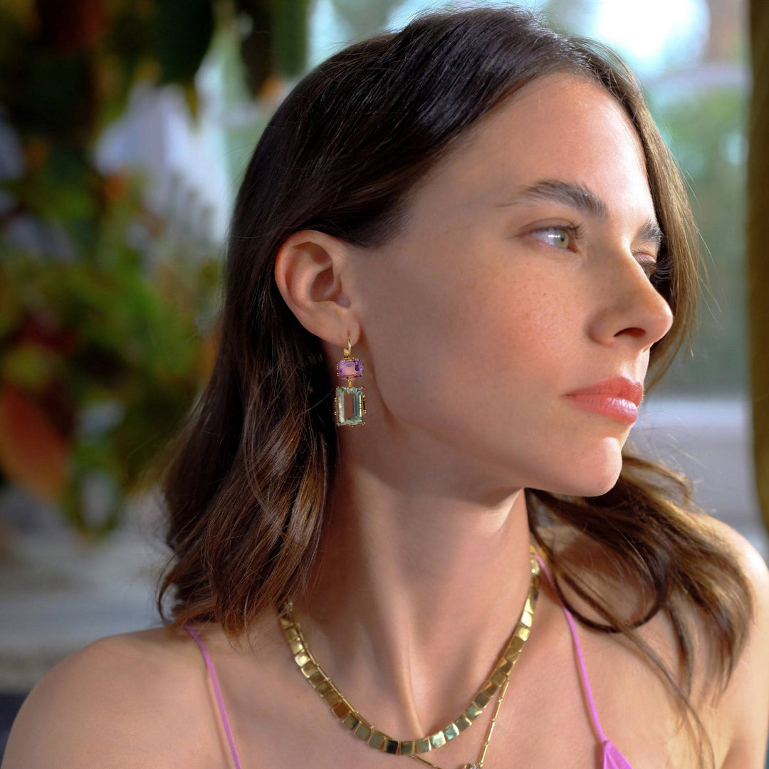 Oblong Crown Green & Pink Amethyst - Crown - Ileana Makri