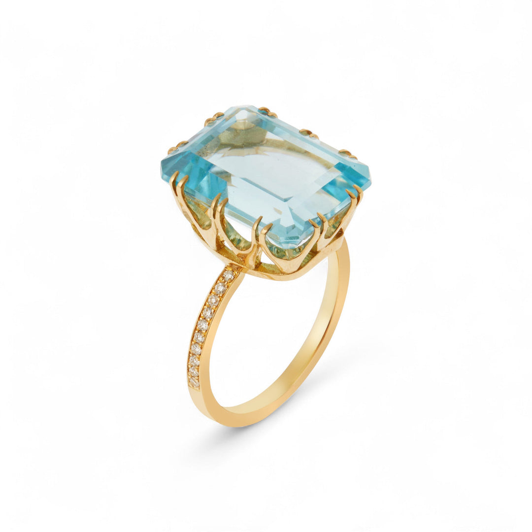 Oblong Crown Solitaire Blue Topaz - Crown - Ileana Makri