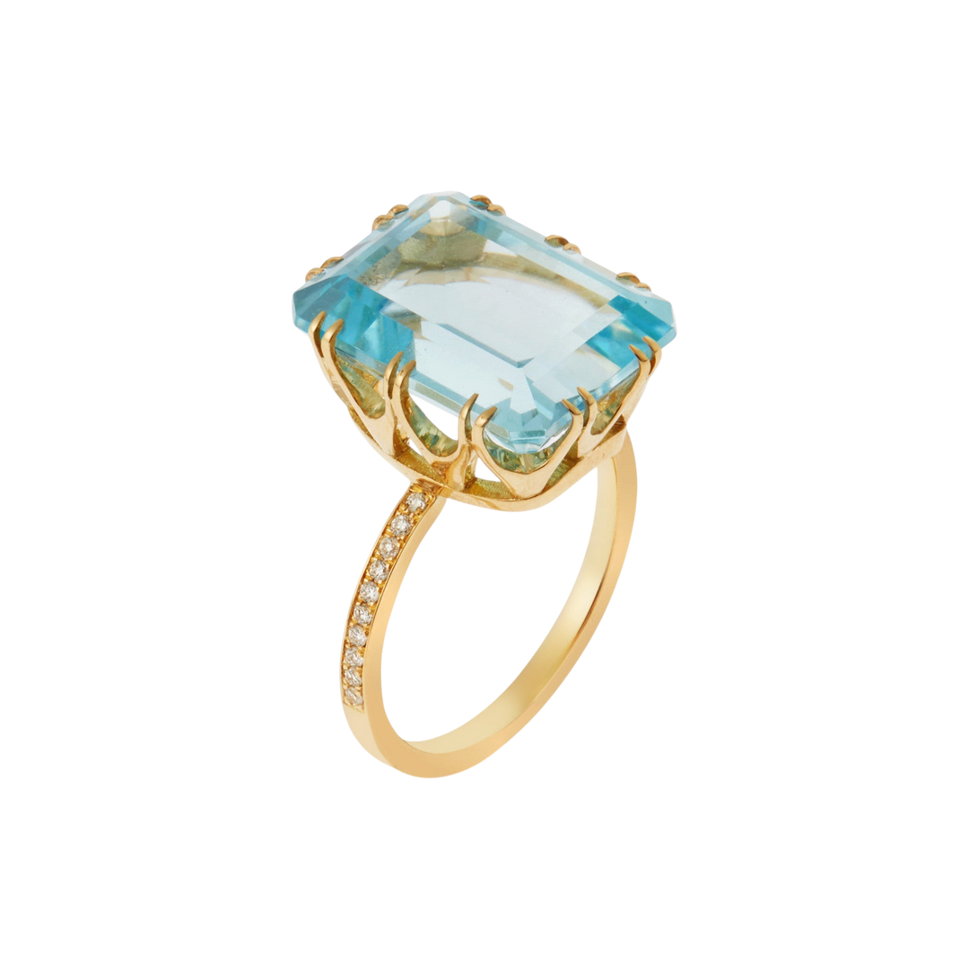 Oblong Crown Solitaire Blue Topaz - Crown - Ileana Makri