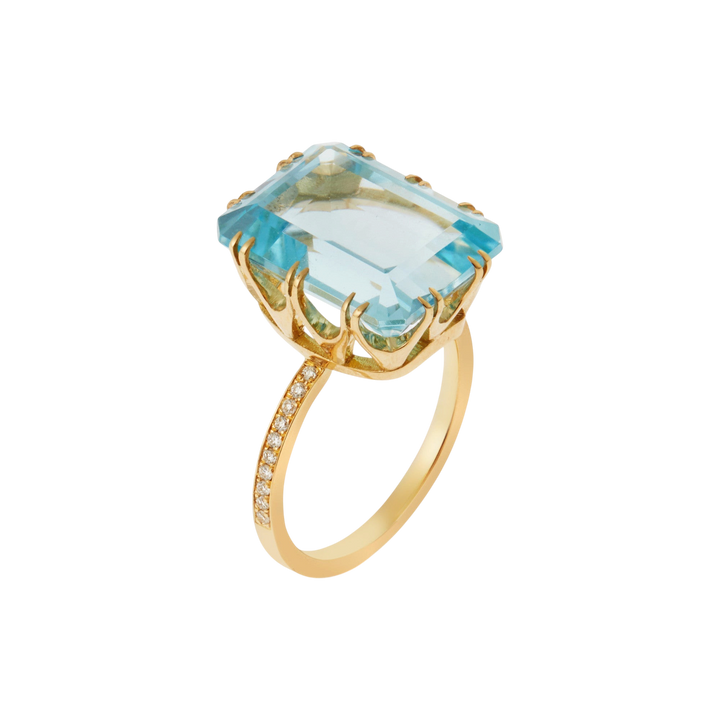 Oblong Crown Solitaire Blue Topaz - Crown - Ileana Makri