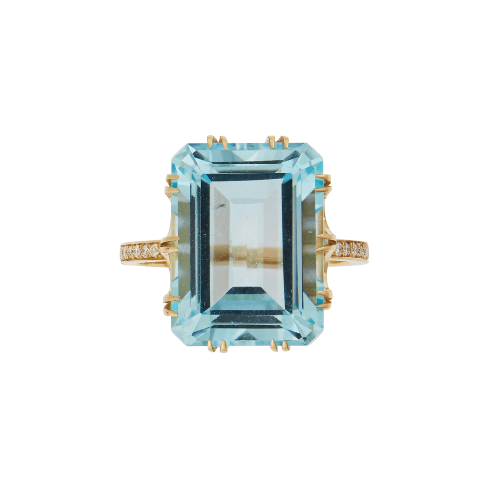 Oblong Crown Solitaire Blue Topaz - Crown - Ileana Makri