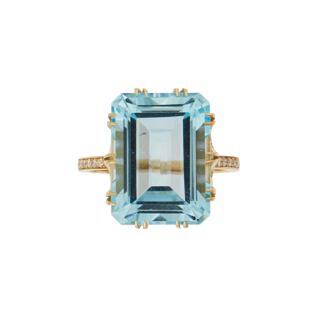 Oblong Crown Solitaire Blue Topaz - Crown - Ileana Makri