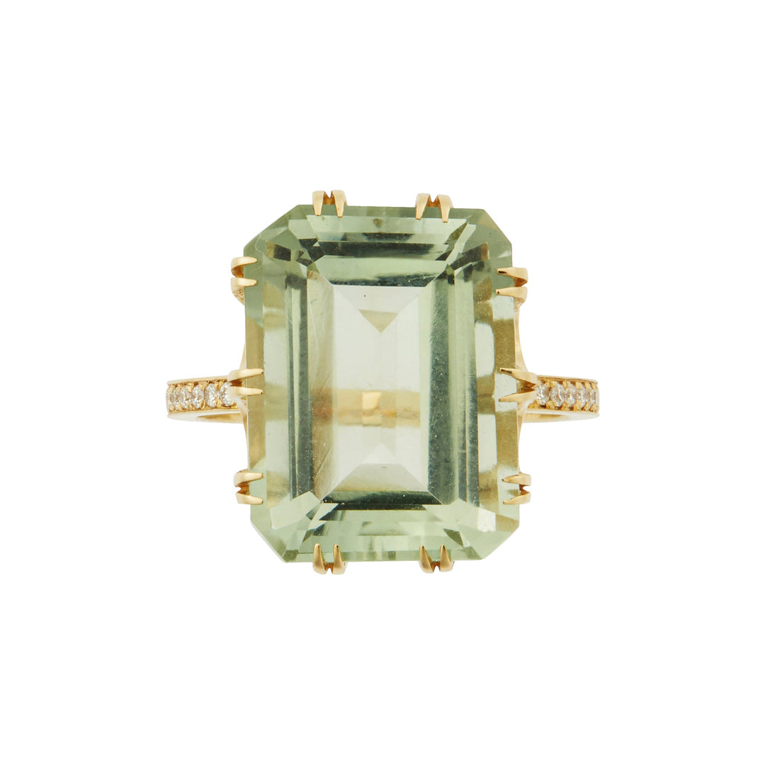 Oblong Crown Solitaire Green Amethyst - Crown - Ileana Makri