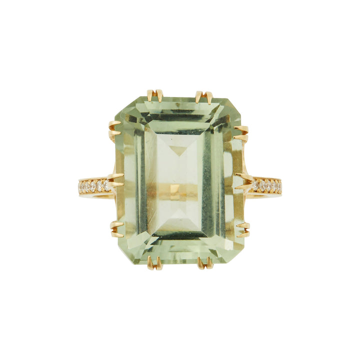 Oblong Crown Solitaire Green Amethyst - Crown - Ileana Makri