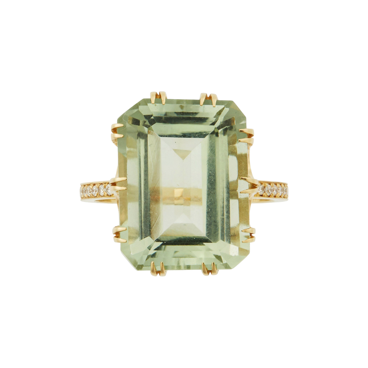 Oblong Crown Solitaire Green Amethyst - Crown - Ileana Makri