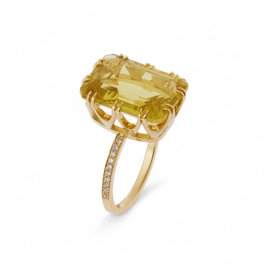 Oblong Crown Solitaire Lemon Topaz - Crown - Ileana Makri