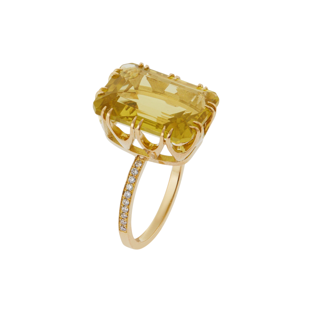 Oblong Crown Solitaire Lemon Topaz - Crown - Ileana Makri