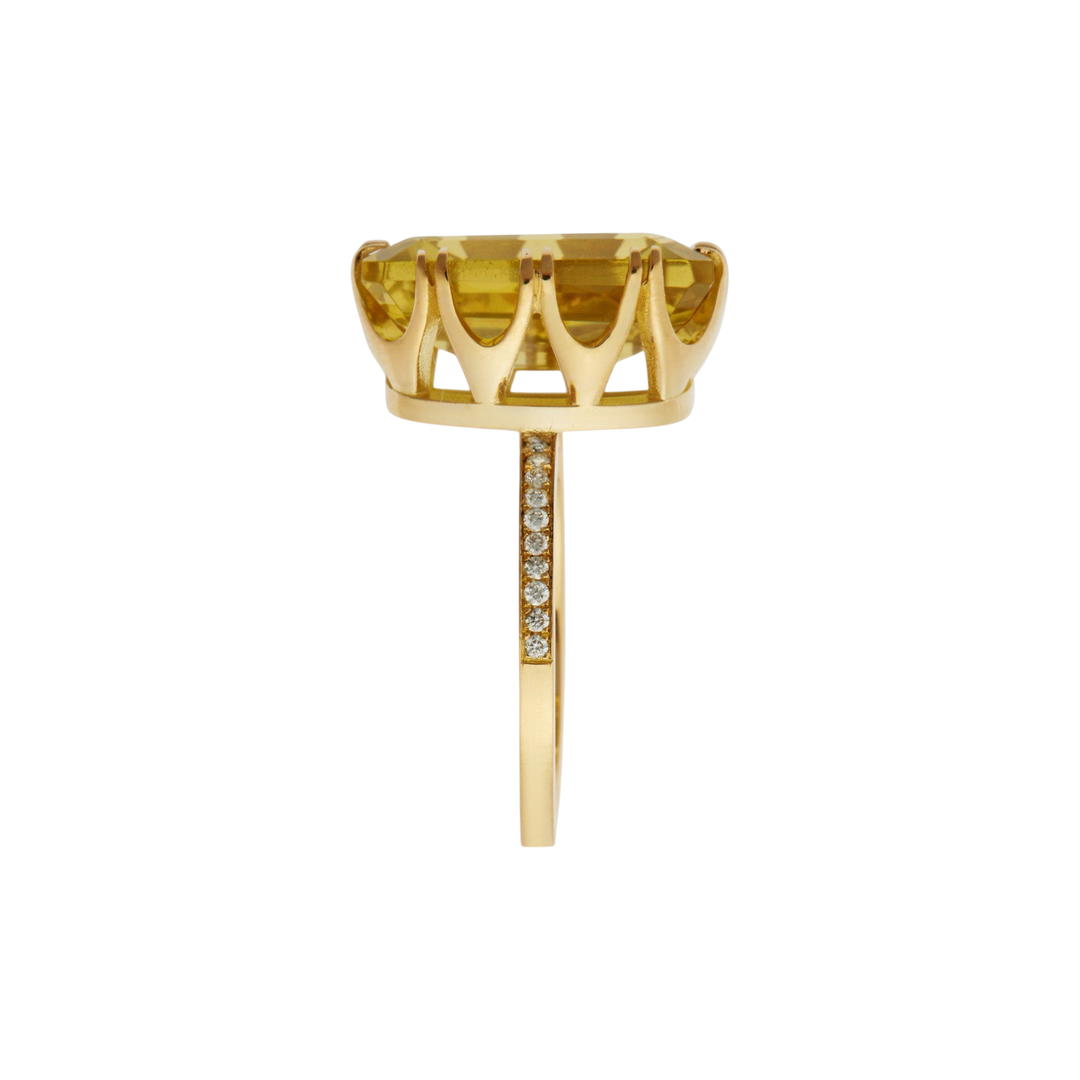 Oblong Crown Solitaire Lemon Topaz - Crown - Ileana Makri