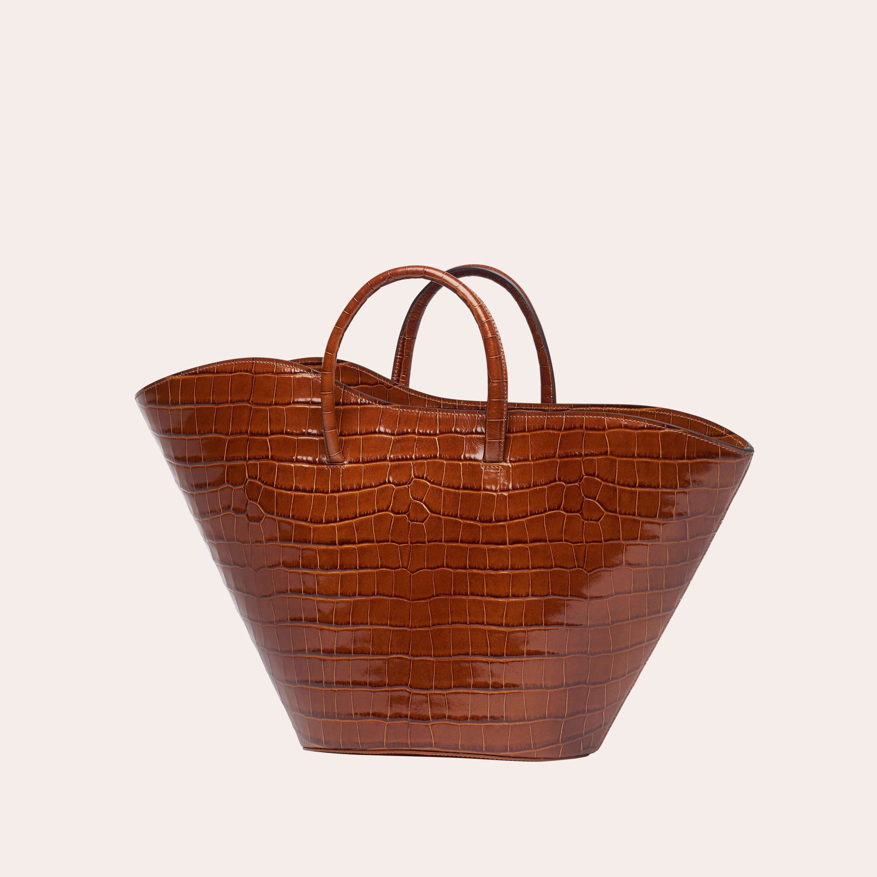 Mini Tulip Bag in Brown Croc-Embossed Leather