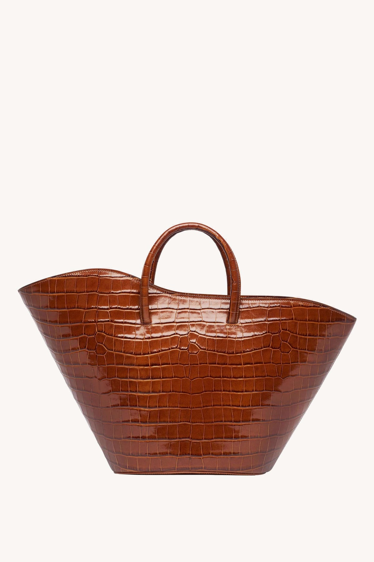 Mini Tulip Bag in Brown Croc-Embossed Leather