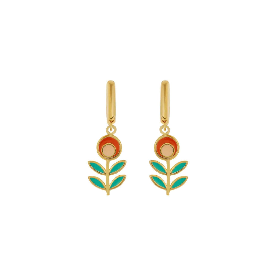 Orange Candy Flower Midi Hoop Earrings - Eye M Flower Power - Ileana Makri