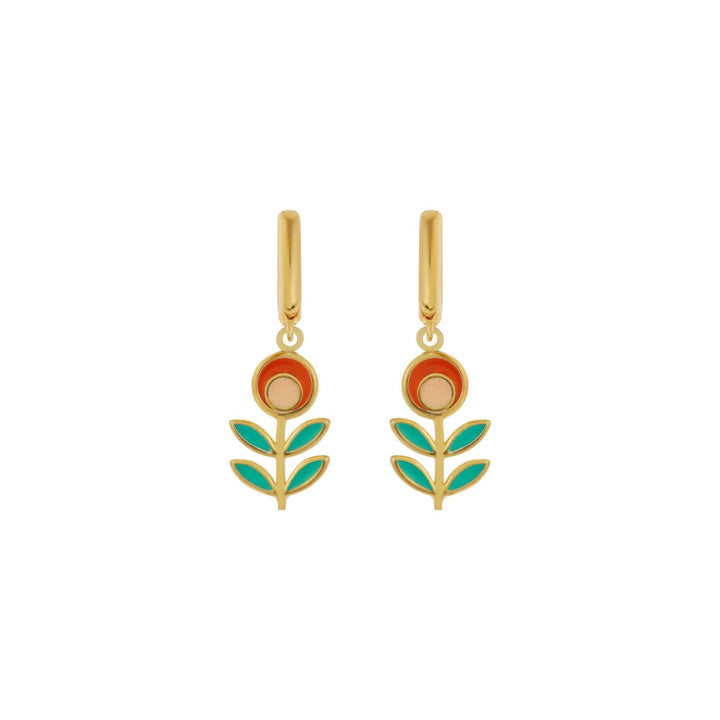 Orange Candy Flower Midi Hoop Earrings - Eye M Flower Power - Ileana Makri