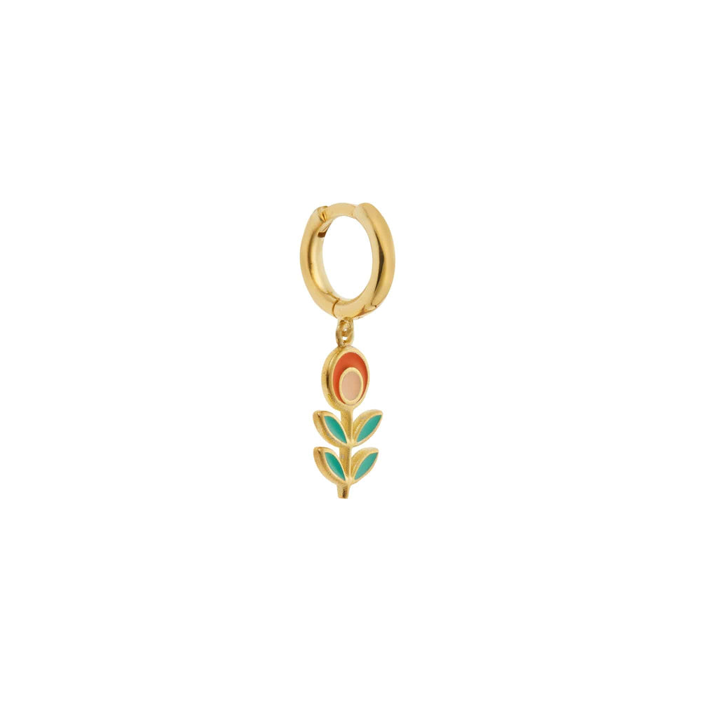 Orange Candy Flower Midi Hoop Earrings - Eye M Flower Power - Ileana Makri