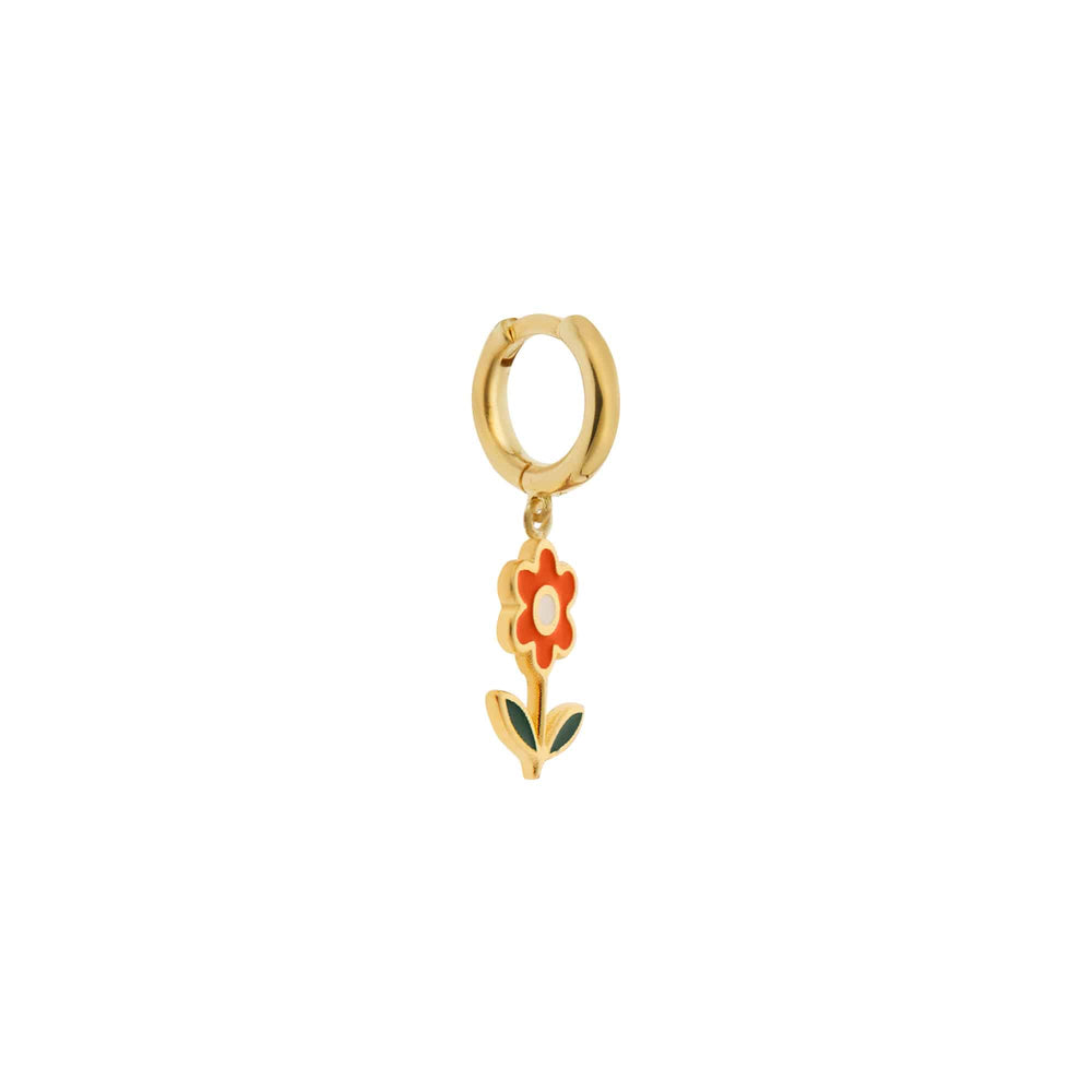 Orange Daisy Midi Hoop Earrings - Eye M Flower Power - Ileana Makri