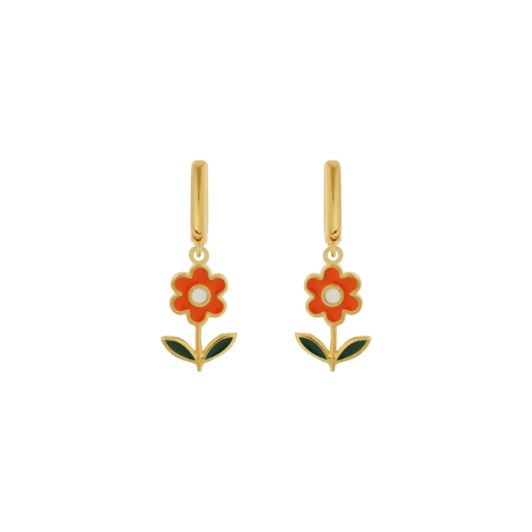 Orange Daisy Midi Hoop Earrings - Eye M Flower Power - Ileana Makri