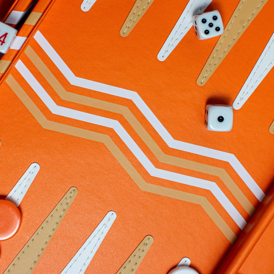 Orange Leather Backgammon - MaisonGames - Ileana Makri