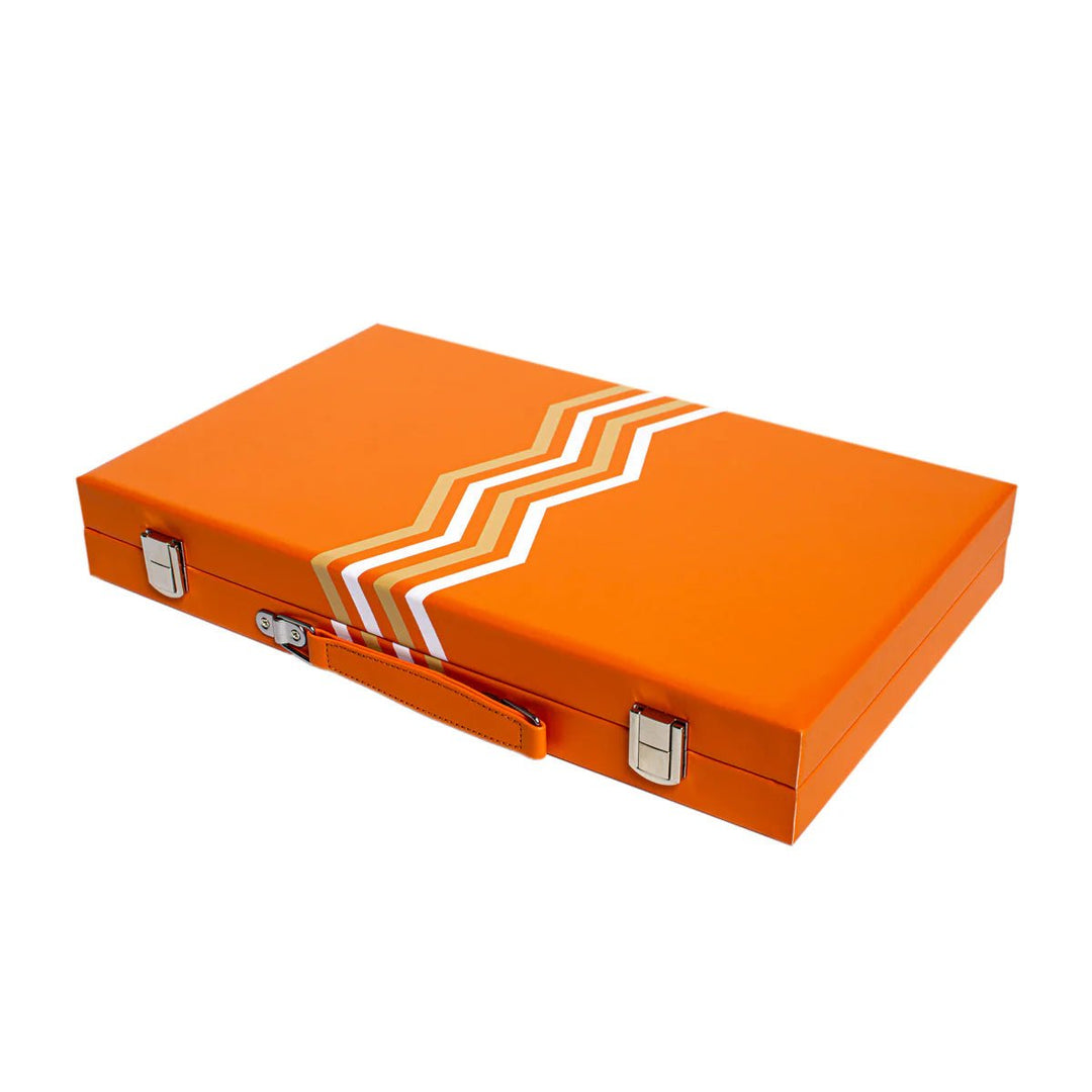 Orange Leather Backgammon - MaisonGames - Ileana Makri