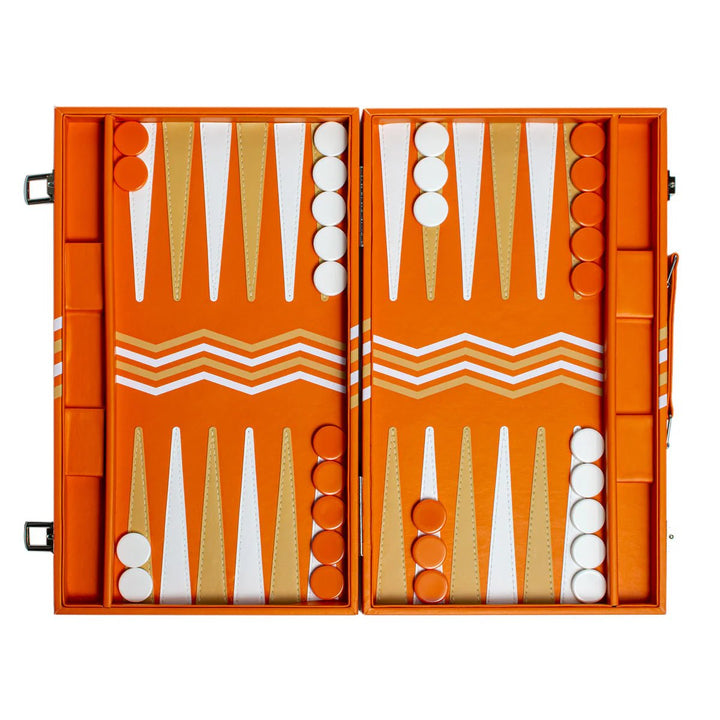 Orange Leather Backgammon - MaisonGames - Ileana Makri