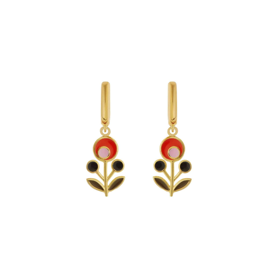 Orange Seed Flower Midi Hoop Earrings - Eye M Flower Power - Ileana Makri