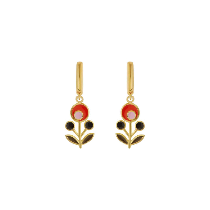 Orange Seed Flower Midi Hoop Earrings - Eye M Flower Power - Ileana Makri