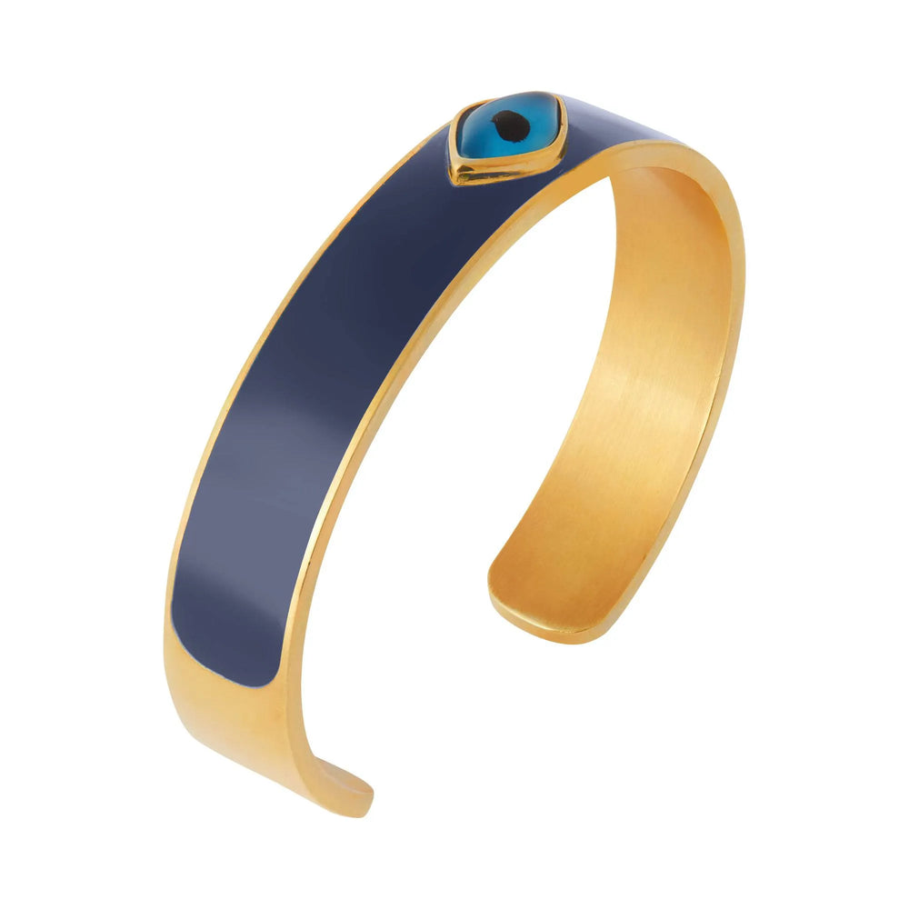 Oval Eye Blue Enamel Cuff - Eye M Eyes - Ileana Makri store