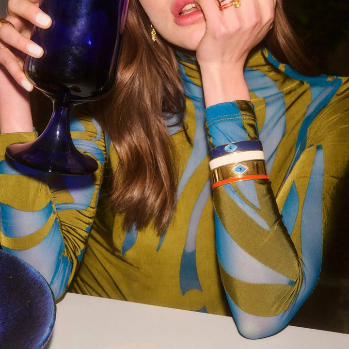 Oval Eye Blue Enamel Cuff - Eye M Eyes - Ileana Makri