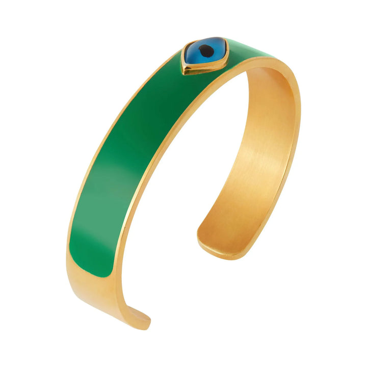 Oval Eye Green Enamel Cuff - Eye M Eyes - Ileana Makri store