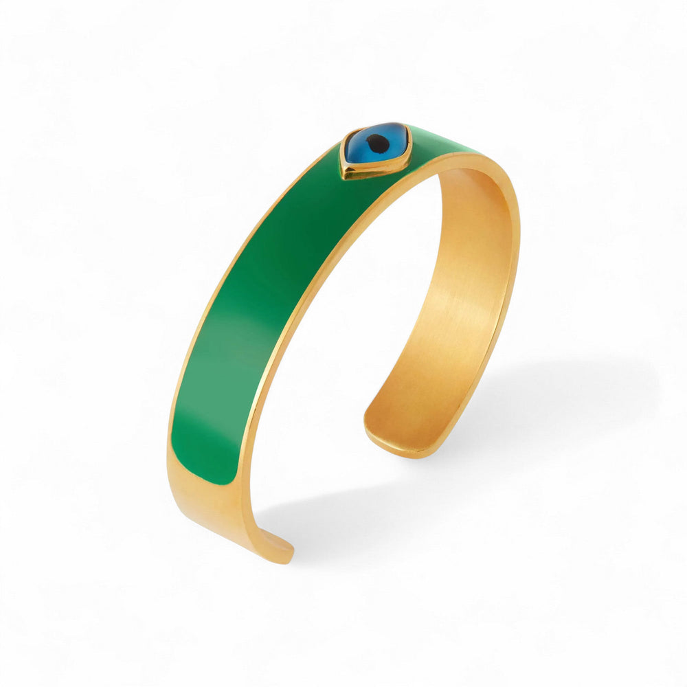 Oval Eye Green Enamel Cuff - Eye M Eyes - Ileana Makri