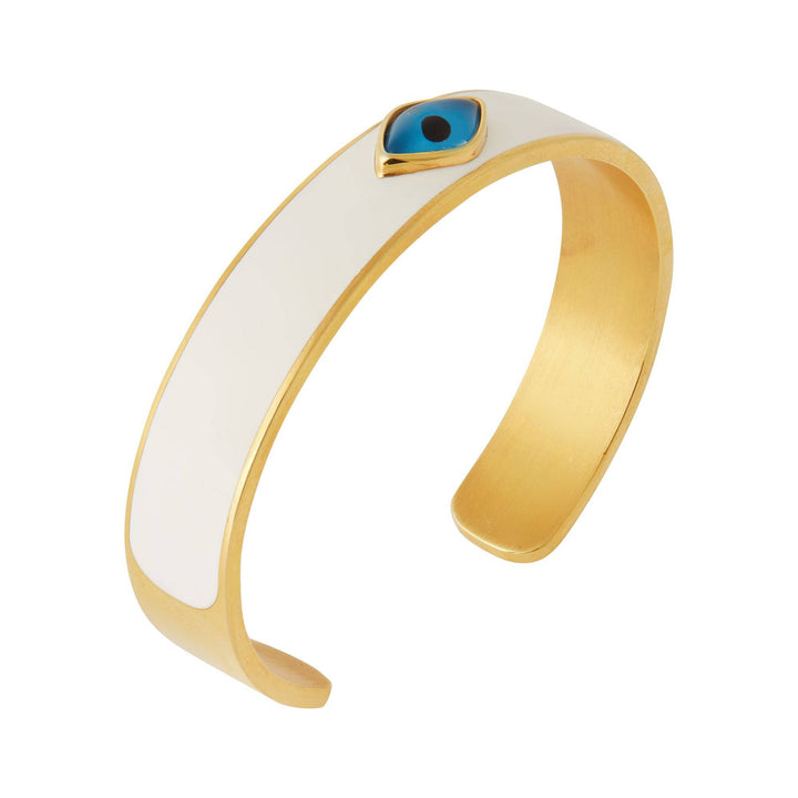 Oval Eye White Enamel Cuff - Eye M Eyes - Ileana Makri store