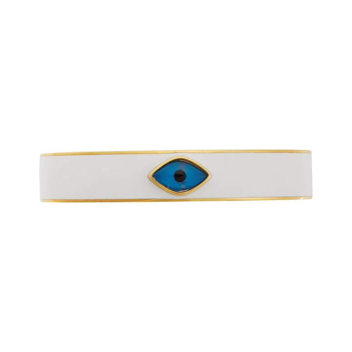Oval Eye White Enamel Cuff - Eye M Eyes - Ileana Makri store