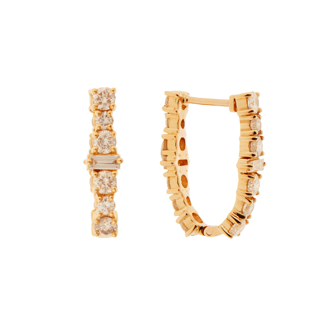 Oval Rivulet Champagne Diamond Hoops - Rivulet - Ileana Makri